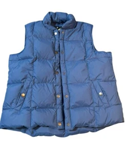Athletech Quilted Down Puffer Vest Women XLarge Blue Snap Front Nylon Ski Winter - Picture 1 of 6