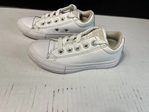 Converse All Star Chuck Taylor Youth Kids Size 11 Shoes White Leather Sneakers - Picture 1 of 9