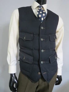 Ralph Lauren RRL wool cotton Brass Anker button Down puffer Dress vest Large - Picture 1 of 12