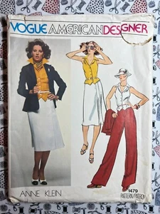 Vogue Pattern 1479 Anne Klein Misses' Jacket Vest Skirt & Pants Size 14 Cut - Picture 1 of 3
