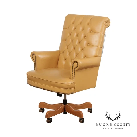 Chesterfield Style Tufted Leather Executive Office Chair Cover