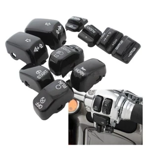 10pcs Black Hand Control Switch Button Caps Fit For Harley Touring - Picture 1 of 22