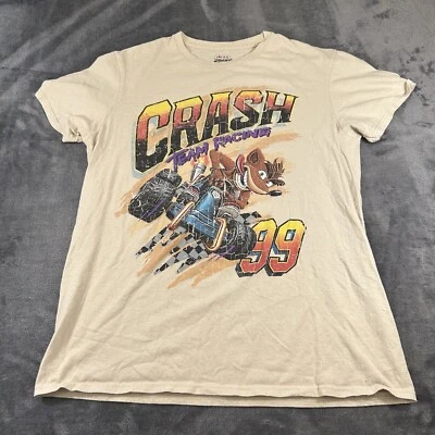 Crash Tem гонки рубашка мужская средний бежевый коротким рукавом повседневный графический футболка гонки - Изображение 1 из 4