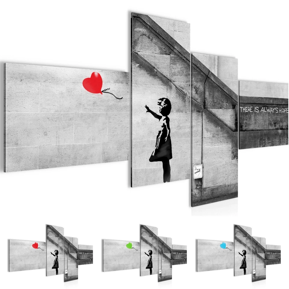 Wandbilder Banksy Ballon Girl Modern Wohnzimmer Schlafzimmer Bild Deko Streetart - Bild 1 von 1