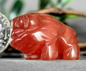 Figura fetiche tótem piedra fibra óptica animal espíritu búfalo naranja 9057 - Imagen 1 de 2