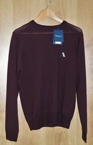 AQUASCUTUM Wool Blend Jumper Long Sleeve Tartan Logo - Small (BNWT) - Picture 1 of 4