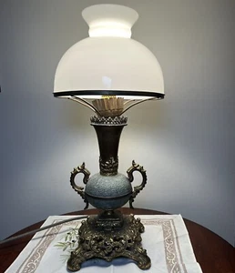 R.L. Lamp Co NYC Rare Antique Lamp Art Nouveau Bronze Figural Brass Greenman 21” - Picture 1 of 10