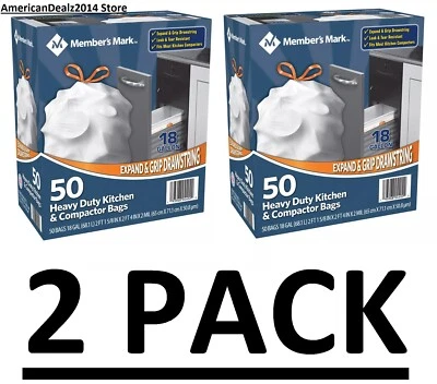 2 PACK - Heavy Duty Kitchen Compactor Trash Bags 18 gallon 50 ct (TOTAL 100 ct.) - Image 1 of 4