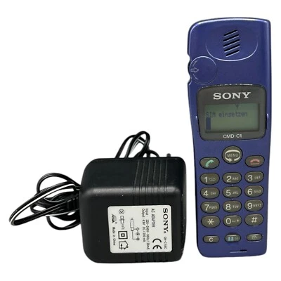 Téléphone portable Sony CMD-C1 téléphone portable vintage 1999 bleu gris rétro sim-lock - Photo 1/4