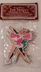 Costumi invernali vintage anni 90 Diecut Tom Tierney's pattinatori su ghiaccio ornamenti confezione da 6 - Foto 1 di 6