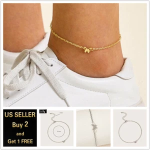 Single Butterfly Gold Silver Anklet Ankle Bracelet Foot Chain - Picture 1 of 7