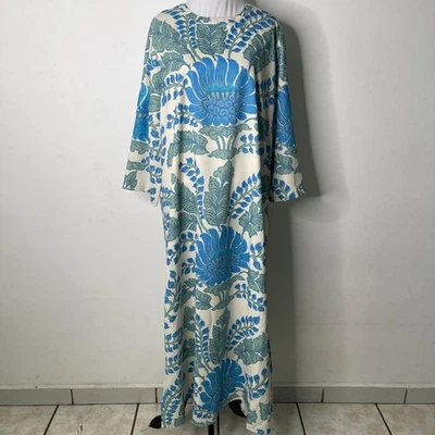 Tuckernuck Women's Blue White Floral Long Sleeve Maxi Dress Size XXL - Image 1 of 4