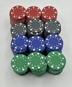 3.5 LBS Poker Chips Red, Blue, Black, Green with Card Suits around the Edge - Picture 1 of 4