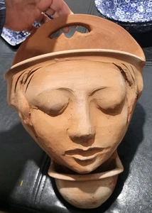 Harry Holl Studio Scargo Pottery Hanging Sculpture Planter Woman Face MCM - Picture 1 of 13