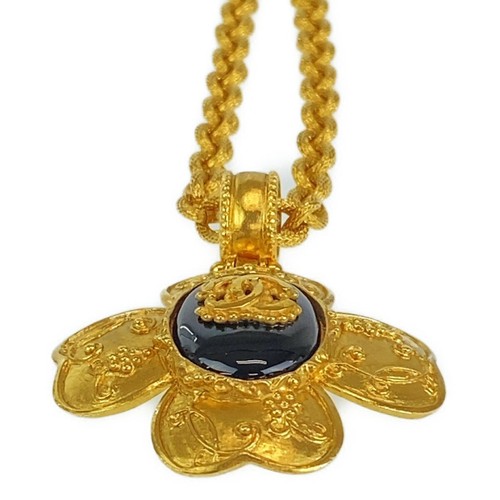 Collana Chanel Gripoix ciondolo placcatura oro nero accessori donna