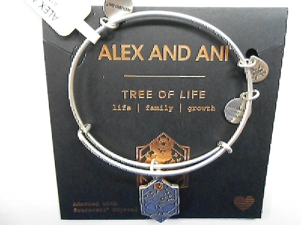 Alex and Ani Tree of Life Rafaelian Gold Charm Bangle Bracelet Swarovski Z10