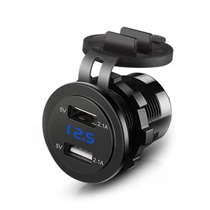 Caricabatteria per Auto 12V/24V 4.2A Doppia Presa USB per Accendisigari per Moto - Foto 1 di 15