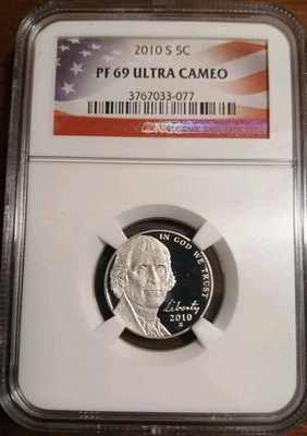 2010-S Proof Jefferson Nickel NGC PF 69 Ultra Cameo American Flag Holder - Image 1 of 4