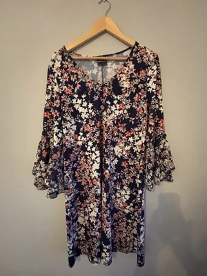 Coco Bianca Navy Floral Dress Size 14 - Image 1 of 4
