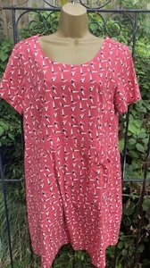 🤍WHITE STUFF RED SWIMMER PRINT SHORT SLEEVE SHIFT STYLE DRESS SIZE 16🤍 - Picture 1 of 8