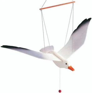 WOODEN TOY HANGING FLYING FLAPPING SEAGULL PARROT EAGLE NURSERY BABY MOBILE - Picture 1 of 7