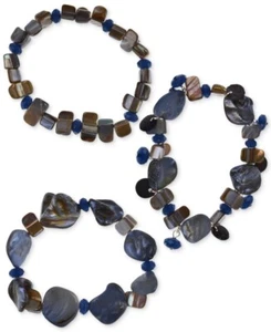 Style & Co 259836 Womens 3 Piece Set Shell & Bead Stretch Bracelets Multi - Picture 1 of 2