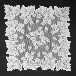 White Lace Table Topper Tablecloth Autumn Leaves 36" x 36" Livingroom Bedroom - Picture 1 of 6