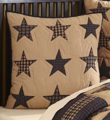 Funda de almohada de piso acolchada a mano con retazos Euro Sham azul tostado 26" Teton Star Foto 1 de 4