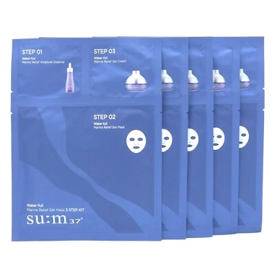 SU:M37 Water Full Marine Relief Gel Mask 3 Step Kit 5pcs Moisturizing K-Beauty - Image 1 of 3