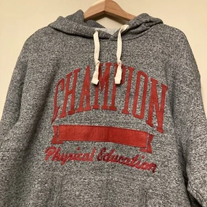 Champion Hoodie Men’s XL 90s Y2K Physical Education Gray Heather Vintage - Picture 1 of 7