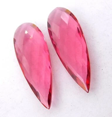 12X35 MM Lab Created Pink Tourmaline Pear Briolitte Cut Loose Gemstone P-1886 - Image 1 of 3