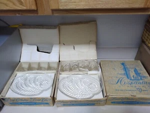 3 boxs Federal Glass Company Hawaiian Leaf Snack Set 4 Plates 4 Cup family-owned - Picture 1 of 6