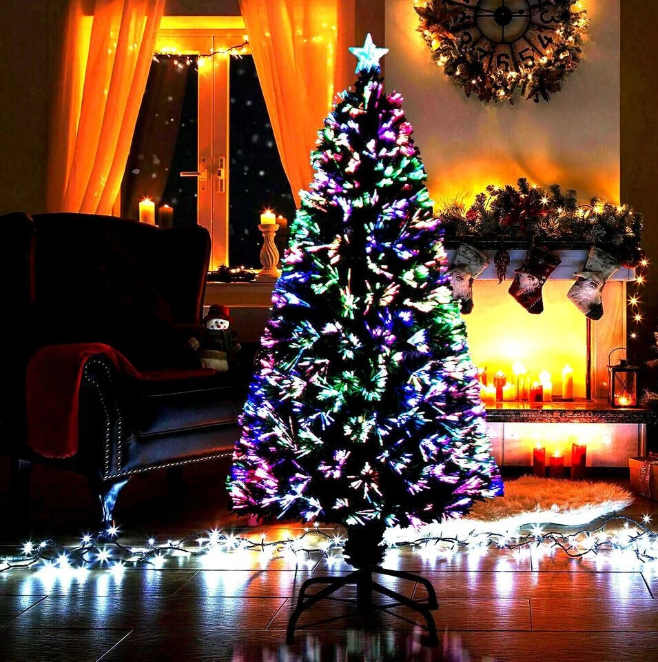 Fibre Optic Christmas Tree Xmas Decoration Pre Lit Green Multi-Color Changing - Image 1 of 1