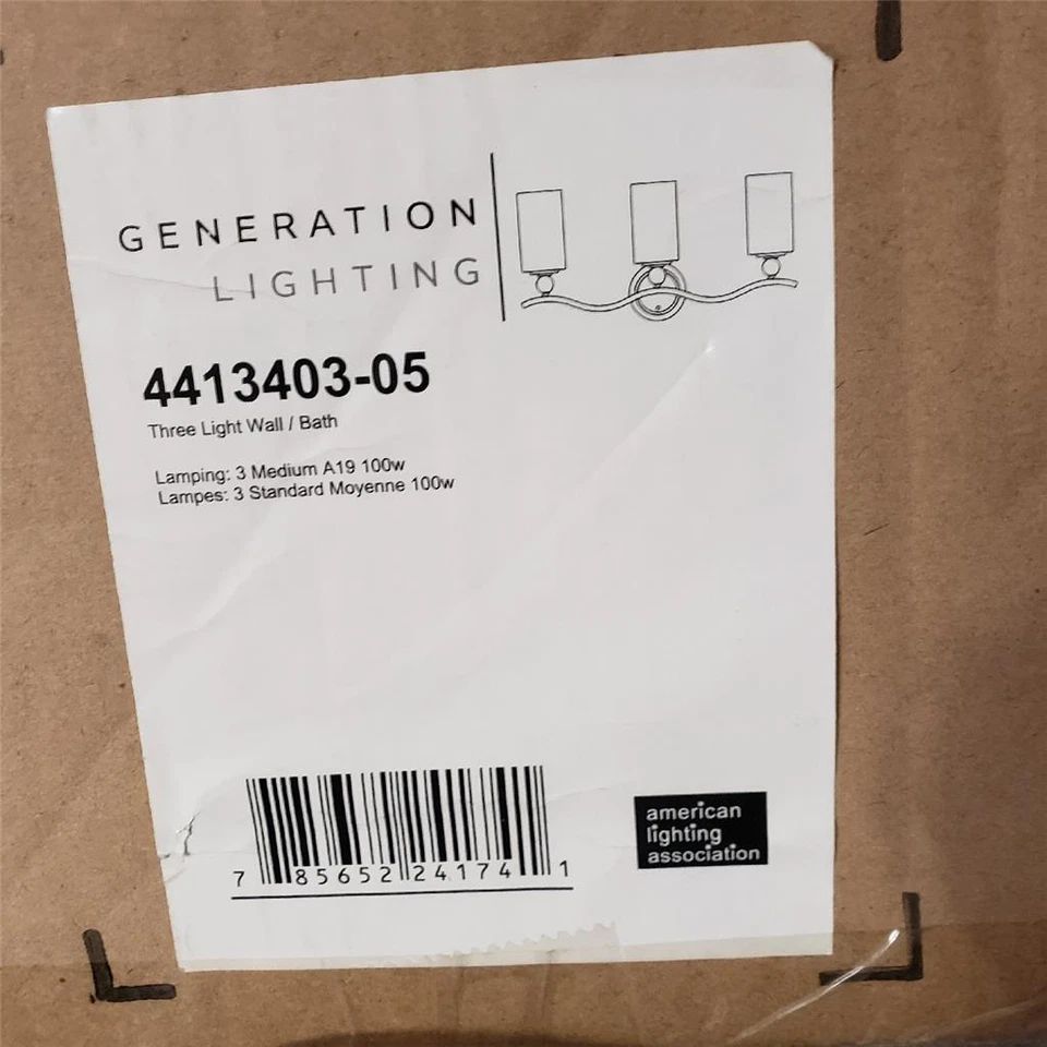 = Iluminación Gaviota Mar 3 Luces Montaje en Pared 4413403-05 A19 100W Cromo Foto 1 de 4