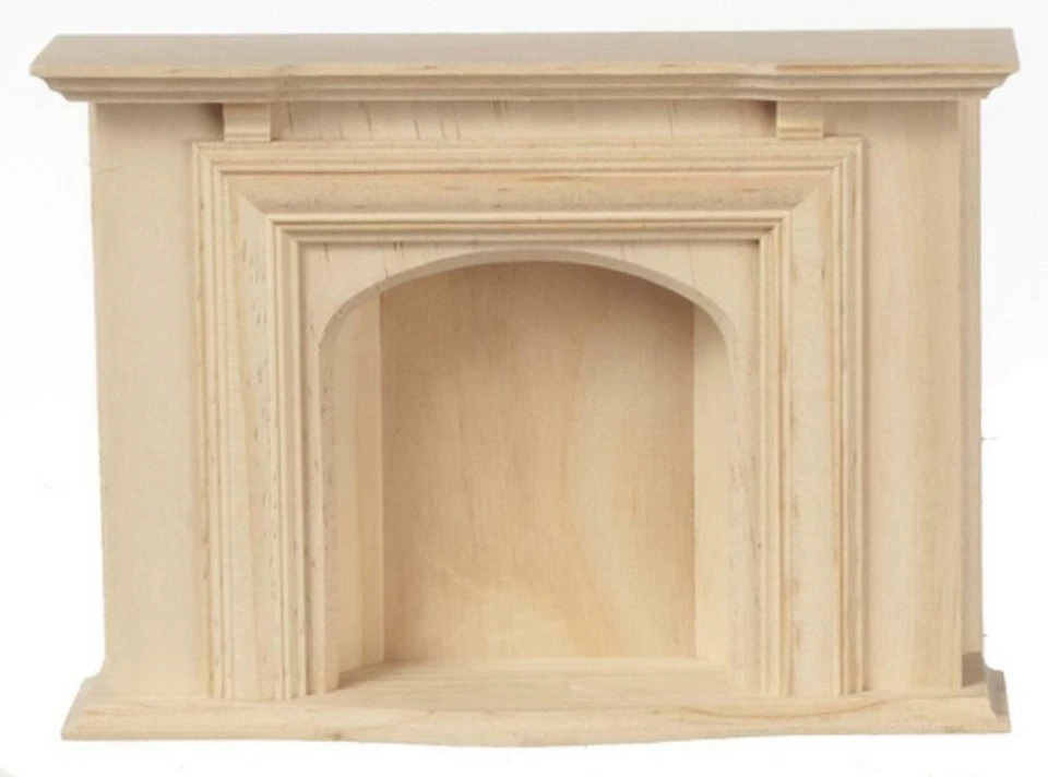 Dolls House Jamestown Fireplace Unfinished Bare Wood Miniature Furniture - Image 1 of 4