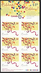RIBBONS & CONFETTI = CELEBRATIONS Full Booklet of 6 ss Canada 2007 #2203a MNH - Picture 1 of 2