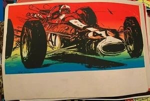 RACING CAR 1969 VINTAGE HAND SCREENED ORIGINAL ART POSTER By EARL NEWMAN #78 - Picture 1 of 8