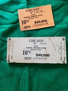 VINTAGE VHTF FEDERAL RESERVE WOOD BLOCK CHICAGO 1977 10's #8378 - Picture 1 of 2