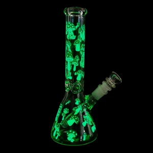 11" Glass Bong Smoking Hookah Water Pipe Heavy Tobacco Beaker With 14mm Bowl - Picture 1 of 8