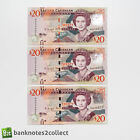 OSTKARIBIK: 3 x 20 Ostkaribische Dollar-Banknoten mit aufeinanderfolgender Serie N