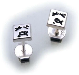 Pendientes cuadrados de plata de ley 925 de plata de ley de calidad real - Imagen 1 de 2