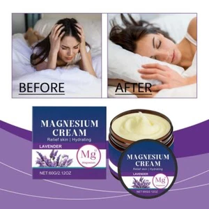 Magnesium Cream for Sleep & Cramps - Lavender Muscle Relief, Relaxation - Picture 1 of 19