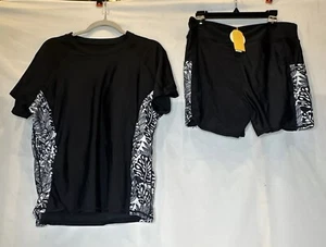2 PC XL Rash Guard Swimsuit Bathing Shirt Bottom Shorts Shirt Sleeve UPF - Picture 1 of 7
