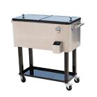 Outsunny Cooler Cart 80 QT Rolling Ice Chest Portable Patio Stainless Steel