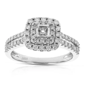 Vir Jewels 2/3 CT Diamond Semi Mount Engagement Ring in Sterling Silver Size 7 - Picture 1 of 7