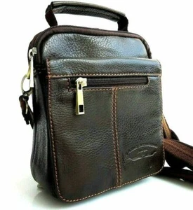 Bolso de Hombro de Cuero Real Genuino Bolso de Mano Teléfono Mensajero De Colección Hombres Pequeños - Imagen 1 de 7
