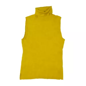 VINCE CAMUTO Vest Yellow Tight Knit Roll Neck Sleeveless Womens S - Picture 1 of 6