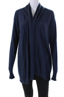 Espléndido suéter cárdigan azul con cuello en V de manga larga frente abierto para mujer talla M Foto 1 de 4