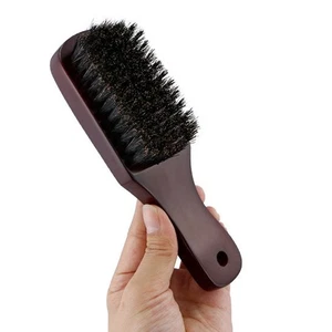 Natural Boar Bristle Hair Brush Paddle Anti-static Scalp Massage Dark Wood Beard - Picture 1 of 6