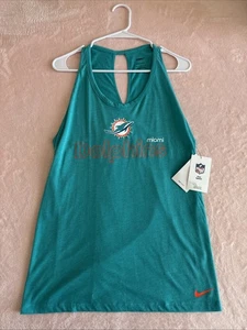 NWT Women's Large Nike Yoga Dri-Fit Open Back Tank Top NFL Miami Dolphins Teal - Picture 1 of 5